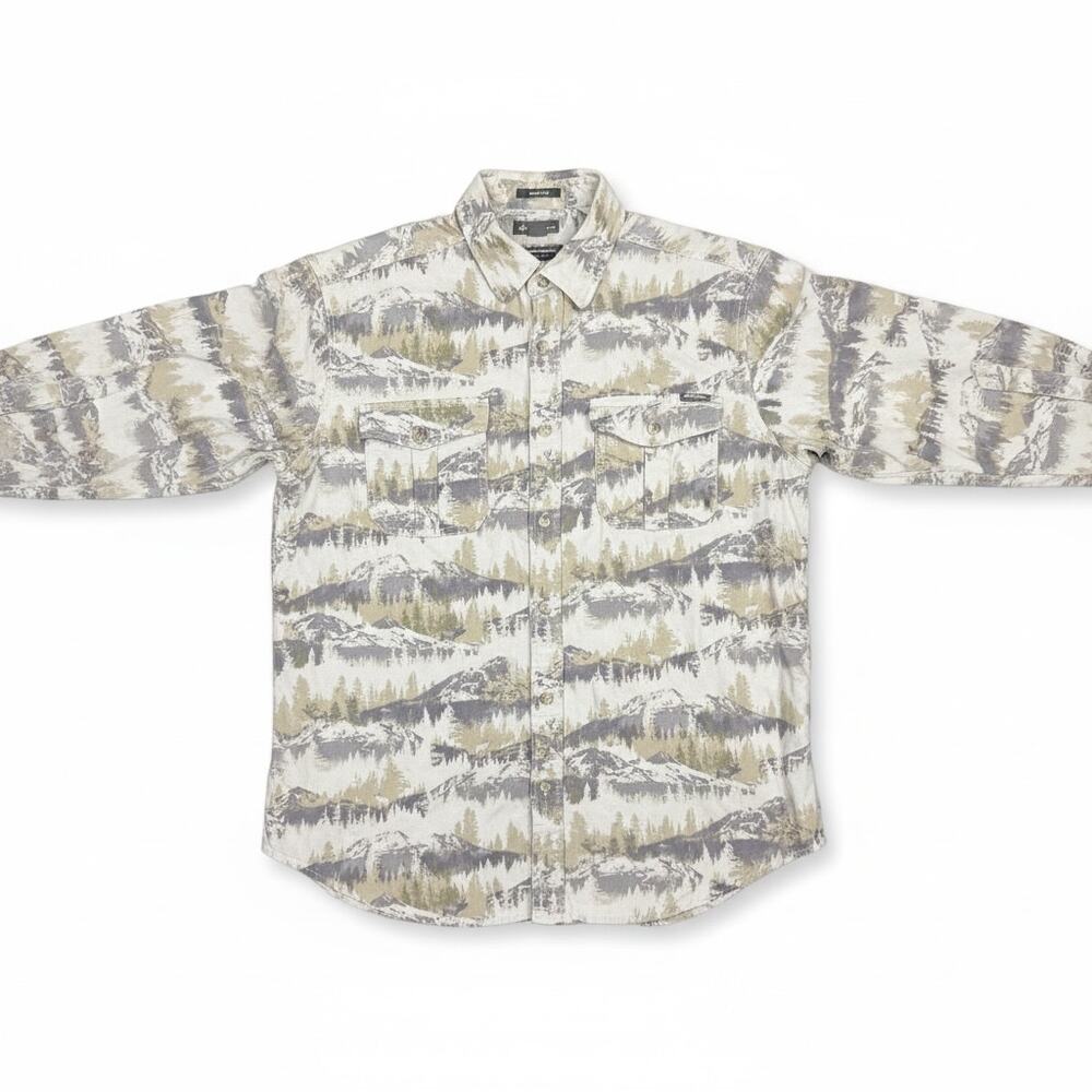Eddie Bauer Sport Shop Men's Medium Scenic Mountain Forest Long Sleeve Shirt